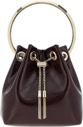 Jimmy Choo London Maroon Bon Bon Bucket Bag