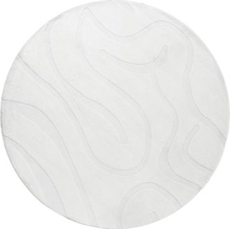 Beliani Alfombra Para Sal&oacute;n Moderna Forma Redonda Jacquard 160 X 160 Cm Pelo Corto Blanco Crema Selvori