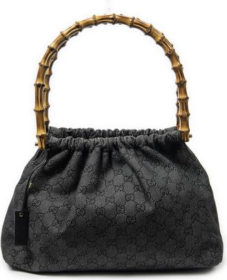 Gucci Pre-owned Womens Bamboo Frame Satchel Shoulder Bag - Blue - One Size