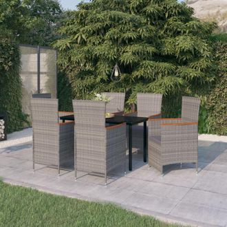 vidaXL Juego De Comedor De Jard&iacute;n 7 Piezas Con Cojines Gris Vidaxl