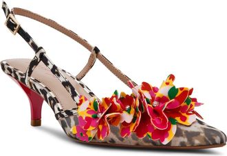 Betsey Johnson Baylee Pointed Toe Slingback Pump in Leopard Multi at Nordstrom, Size 6.5