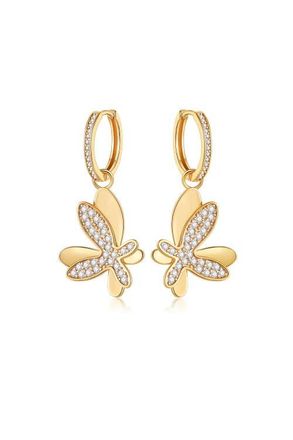 Classicharms Pavé Butterfly Dangle Drop Hoop Earrings in Silver/clear at Nordstrom