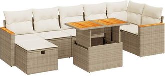 vidaXL Juego De Sof&aacute;s Jard&iacute;n Con Cojines 5 Pzas Rat&aacute;n Sint&eacute;tico Beige Vidaxl