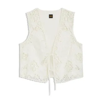 BOSS Embroidered waistcoat with tie closure