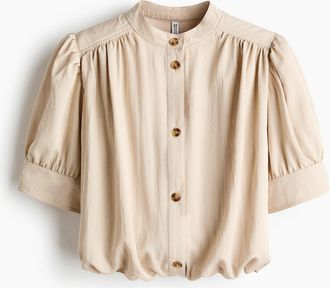 H&M Twillbluse mit Ballonsaum - Beige