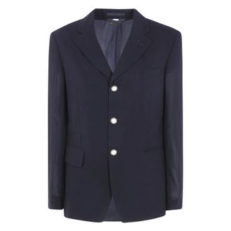 Comme Des Gar&ccedil;ons Jassen, Dames, Blauw, M, Polyester, Klassieke Polyester Georgette Blazer Jas