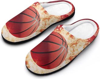 Generic Basketball Japanese Flag Cotton Womens Slip-on Slippers Winter Warm House Shoes with Rubber Sole for Home Office Hotel