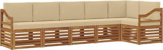 vidaXL Conjunto De Sof&aacute;s De Exterior 6 Uds. Natural Y Beige Poli&eacute;ster Vidaxl