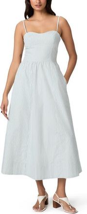 Paige Natalee Stripe Sleeveless Midi Dress in Surf/white at Nordstrom, Size 00