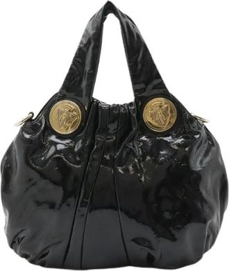Gucci Pre-owned Handbags, male, Black, Size: ONE SIZE Pre-owned Hysteria Patent Leather Tote Bag