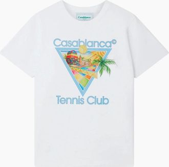 Casablanca Mens Casablanca Afro Cubism Tennis Club White T-Shirt - Size: 44