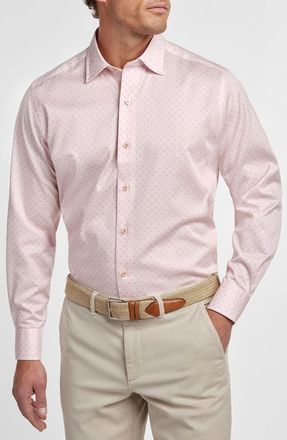 David Donahue Neat Print Cotton Button-Up Shirt in Pink at Nordstrom, Size Xx-Large