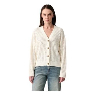Marc O'Polo Opengewerkt gebreid vest - Dames - Truien - Beige - Maat: M Katoen