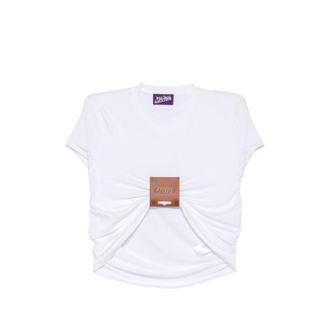 Jean Paul Gaultier Leather-tag Ruched T-shirt