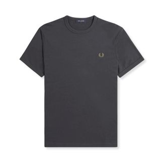 Fred Perry Ringer T-Shirt - Heren - Tops - Grijs - Maat: XL Katoen