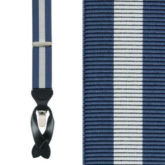 Trafalgar Store Oliver Stripe 35mm Convertible Suspenders in Blue /Grey at Nordstrom