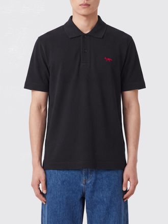 Maison Kitsun&eacute; Polo in cotone a maniche corte con logo a contrasto