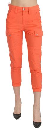 Cycle Katoenen Oranje Hoge Taille Skinny Cropped Broek