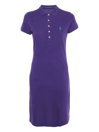 Ralph Lauren Polo Pony midi-jurk met polokraag - Paars