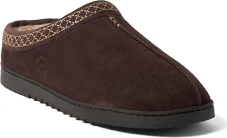 Dearfoams Dean Genuine Suede Clog Slipper with Embroidery