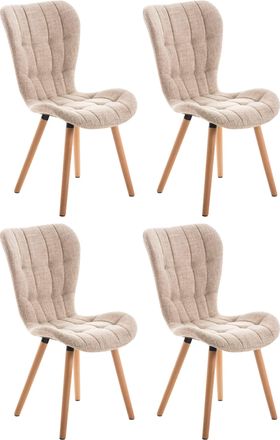 Clp Clp - Set De 4 Sillas De Comedor Elda Tapizadas En Tela Crema