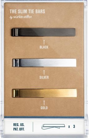 W&uuml;rkin Stiffs Set of 3 Slim Tie Bars in Gold at Nordstrom