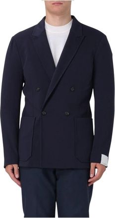 Paolo Pecora Zwarte Gebreide Blazer voor Mannen - Heren - Blazers - Blauw - XS - Leer - Jassen