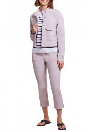 Tribal Posie Pull-On Crop With Tab Detail In Grapemist