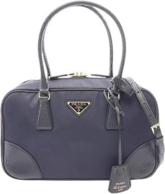 Prada Pre-owned Re-Edition 1978 Re-Nylon Tessuto+Saffiano 2way bag - Dames - Vintage Handtas - Blauw - ONE Size - Nylon - Vintage