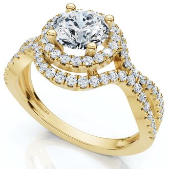 Pompeii3 1 1/10Ct Lina Diamond Halo Engagement Ring 14k Gold or Platinum Lab Grown