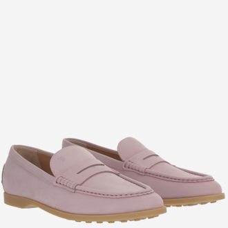 Tod's Womens Leather Loafers Pink Calfskin