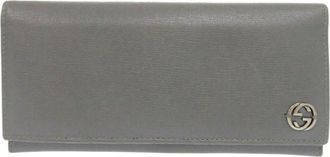 Gucci Gray Leather Long Wallet (Bi-Fold) (Pre-Owned)