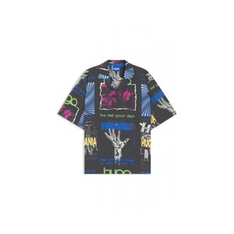 HUGO BOSS Overhemden, Heren, Zwart, XL, Katoen, Eligino Short Sleeve Shirt