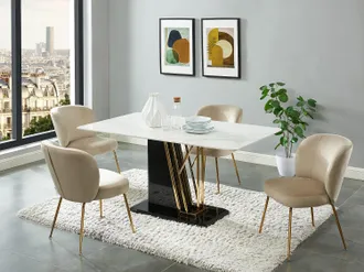 Vente-Unique Sedia in Velluto e Metallo Dorato Beige - Lotto di 2 - POLPONA di Pascal MORABITO