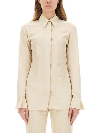 Sportmax Slim Fit Viscose Shirt With Unique Open Back Design