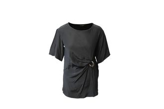 Roberto Cavalli Buckle Detail Blouse in Black Silk