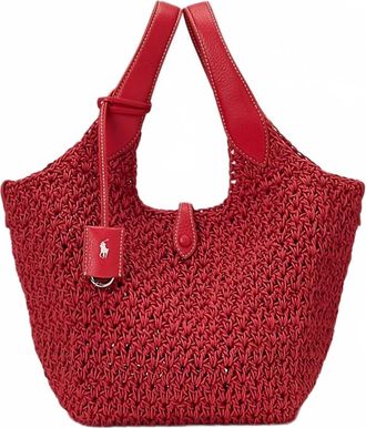 Polo Ralph Lauren Woven Tote Bag In Red