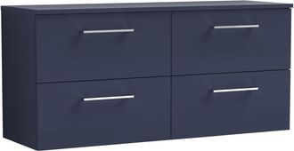Nuie Nuie - Arno Wall Hung 4-Drawer Vanity Unit with Worktop 1200mm Wide - Midnight Blue