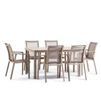 Siediti Fuori e Dentro Set comedor en resina 6 plazas con mesa y sillas barro