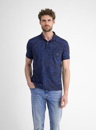 Lerros Poloshirt LERROS LERROS Herren Poloshirt, floral bedruckt, Herren, Gr. M, blau (classic navy), 100% Baumwolle, ohne Ausschnitt, Shirts Poloshirt