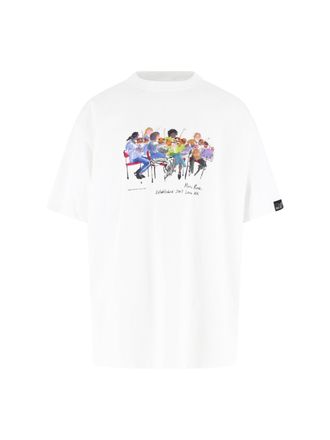 Martine Rose Multicolor Printed Cotton T-Shirt with Crew Neckline and Dropped Shoulders