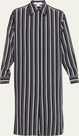 Michael Kors Striped Silk Long-Sleeve Midi Shirtdress