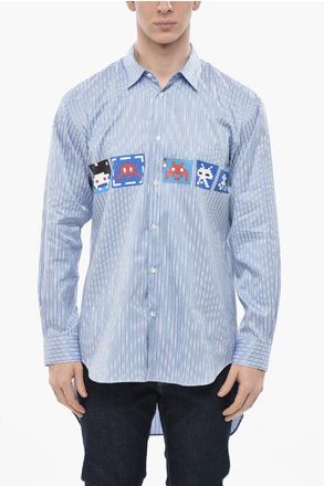 Comme Des Gar&ccedil;ons SHIRT Asymmetric Striped Shirt with Chest Pocket and Front P size L