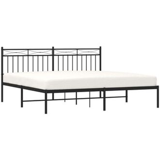 vidaXL Estructura Cama Sin Colch&oacute;n Con Cabecero Metal Negro 180x200 Cm Vidaxl
