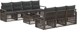 vidaXL Conjunto De Sof&aacute;s De Jard&iacute;n 8 Uds. Gris Rat&aacute;n Sint&eacute;tico Vidaxl