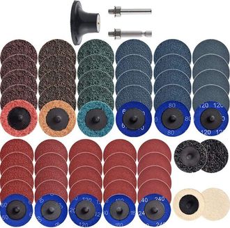 OEM Juego De 60 Discos De Lijado De 2 Pulgadas Con Cambio R&aacute;pido Y Respaldo De 1/4 De Pulgada, Amoladora Recta Para Acondicionamiento De Superficies Y Eli