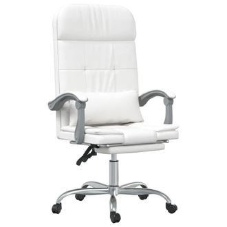 vidaXL Vidaxl - Silla De Oficina Reclinable Masaje Cuero Sint&eacute;tico Blanco
