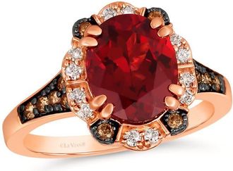 Le Vian Ladies Pomegranate Garnet Rings set in 14K Strawberry Gold