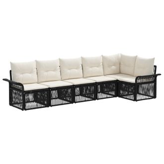 vidaXL Conjunto De Sof&aacute;s De Jard&iacute;n 6 Pcs Negro Rat&aacute;n Sint&eacute;tico Vidaxl