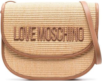 Love Moschino Madame embroidered shoulder bag - women - Polyurethane/Raffia - OS - Neutrals